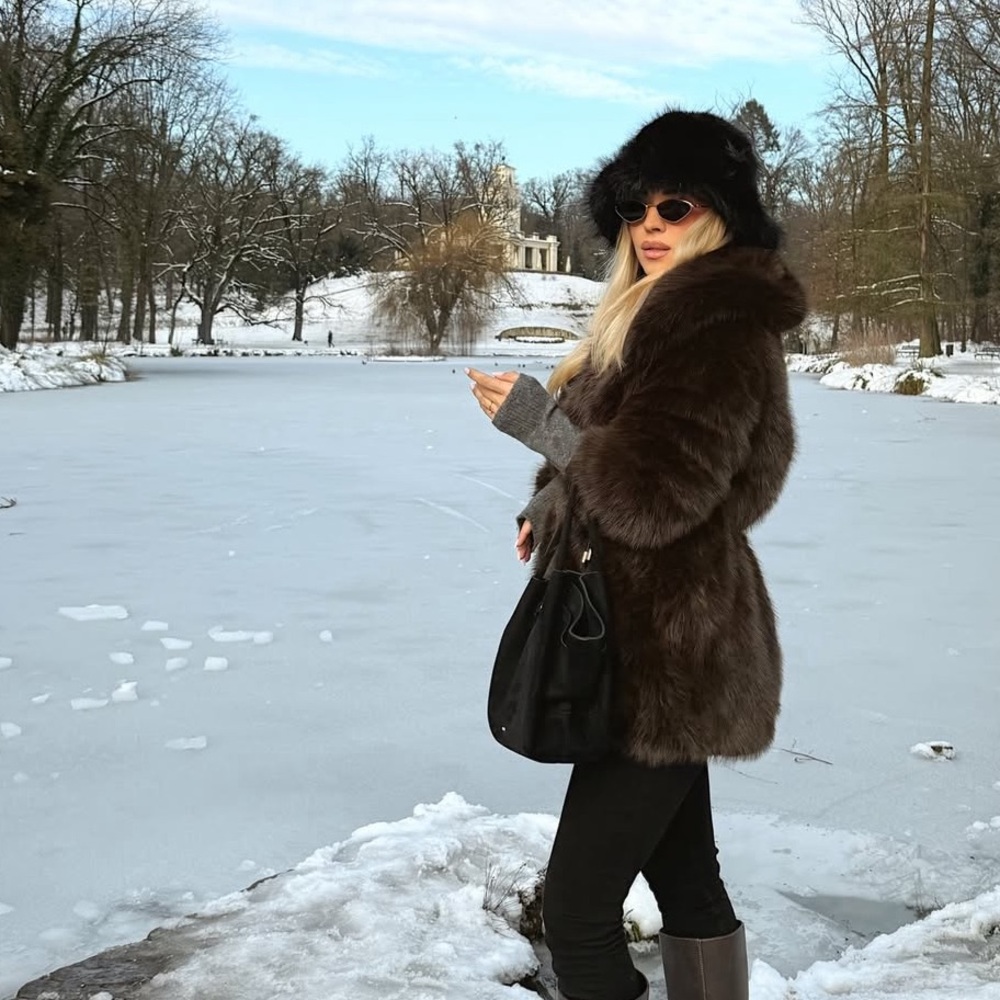 Luxurious Brown Faux Fur Coat jacket oversized fit warm winter jacket - Picture 3 of 9